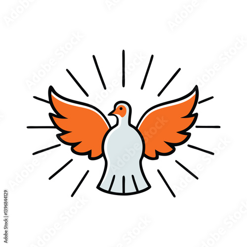 holy spirit pentecost sunday vector greetings with holy dove behind fire