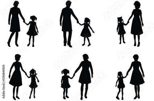 Hand in Hand Family Love Clipart | Mom and Child Holding Hands SVG