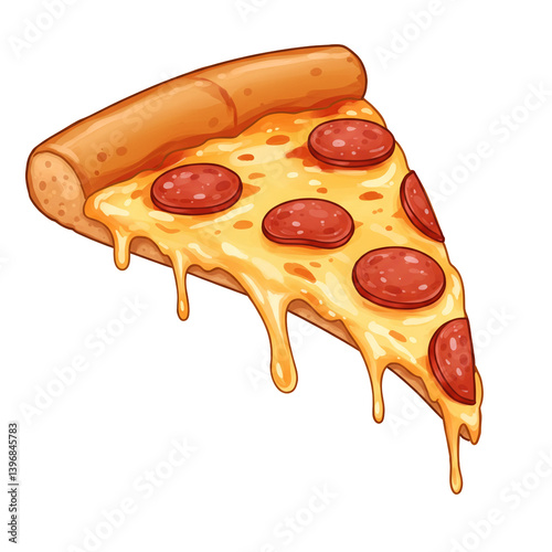 Delicious pepperoni pizza slice with melting cheese for food lovers craving it