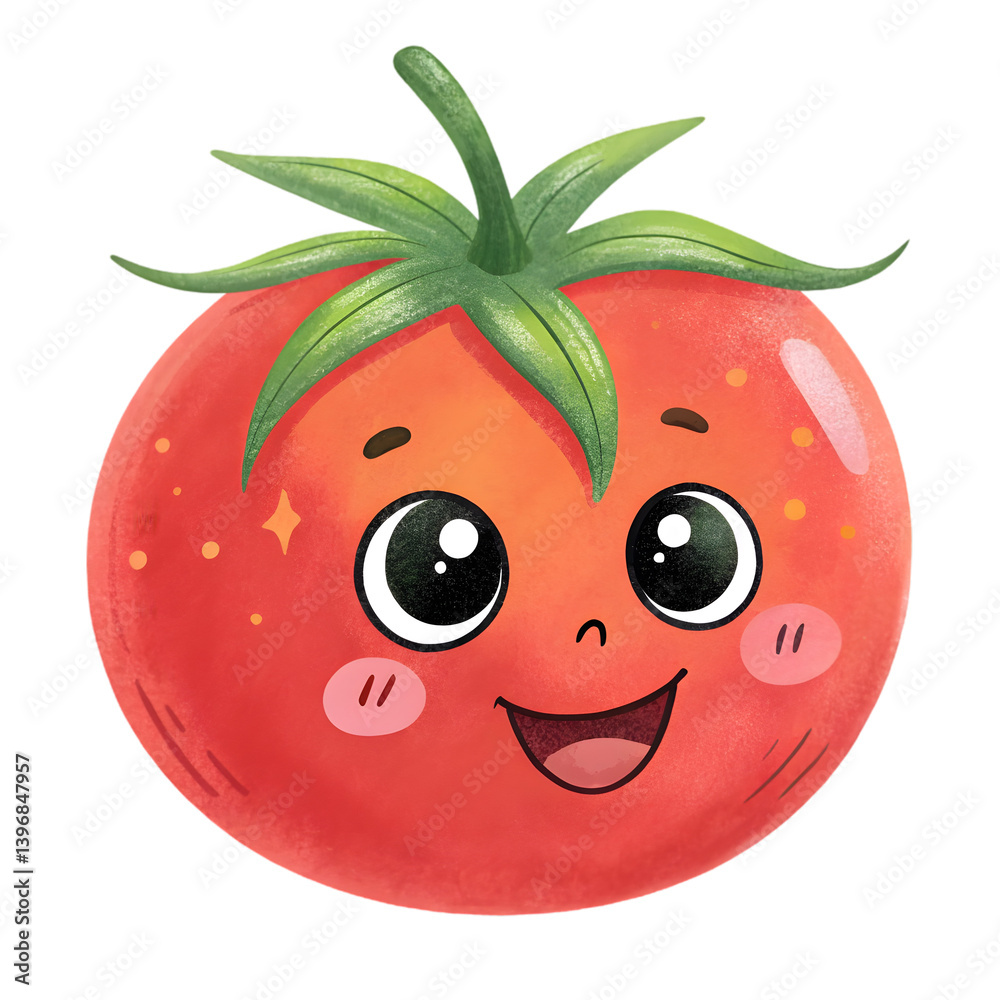 Obraz premium Cute Cartoon Tomato Illustration | Red Tomato Clipart on transparent background