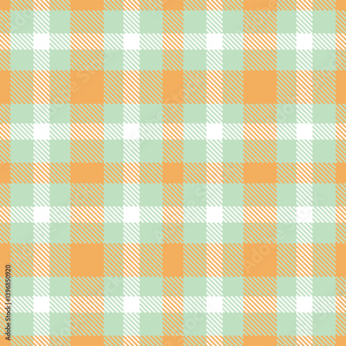 Warm pale aqua and Rich apricot Seamless Tartan Textile Design