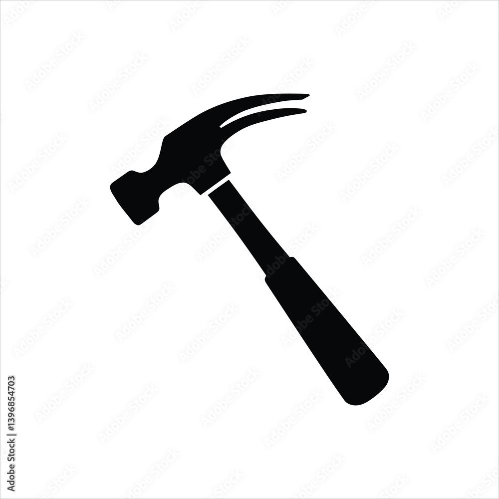 Vector Hammer Silhouette Icon Isolated on White Background Vector Hammer Silhouette Icon Isolated on White Background