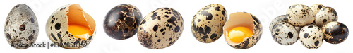 Obraz na płótnie PNG Quail eggs cracked open fresh, elements on transparent background w salonie