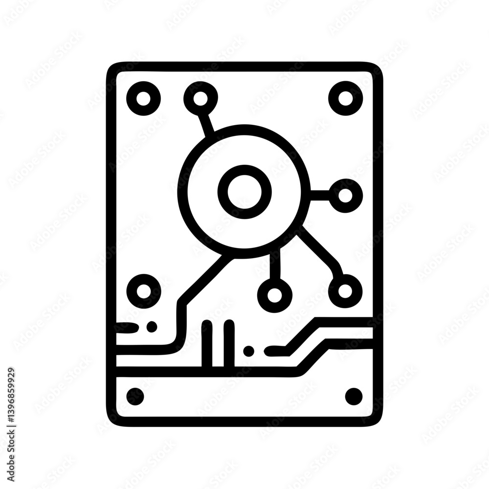 Internal Hard Drive with Circuit Component Icon Design Internal Hard Drive with Circuit Component Icon Design