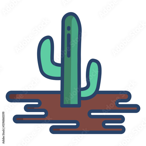 Linear color Cactus icon