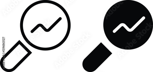 Magnifying glass with graph icon for tracking and analysis