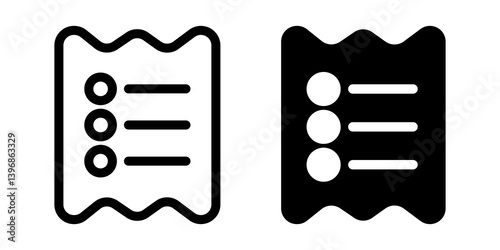 Receipt icon, Invoice paper sign, digital receipt pictogram. Paper check, online payment and purchase, order document, total bill, tax report.