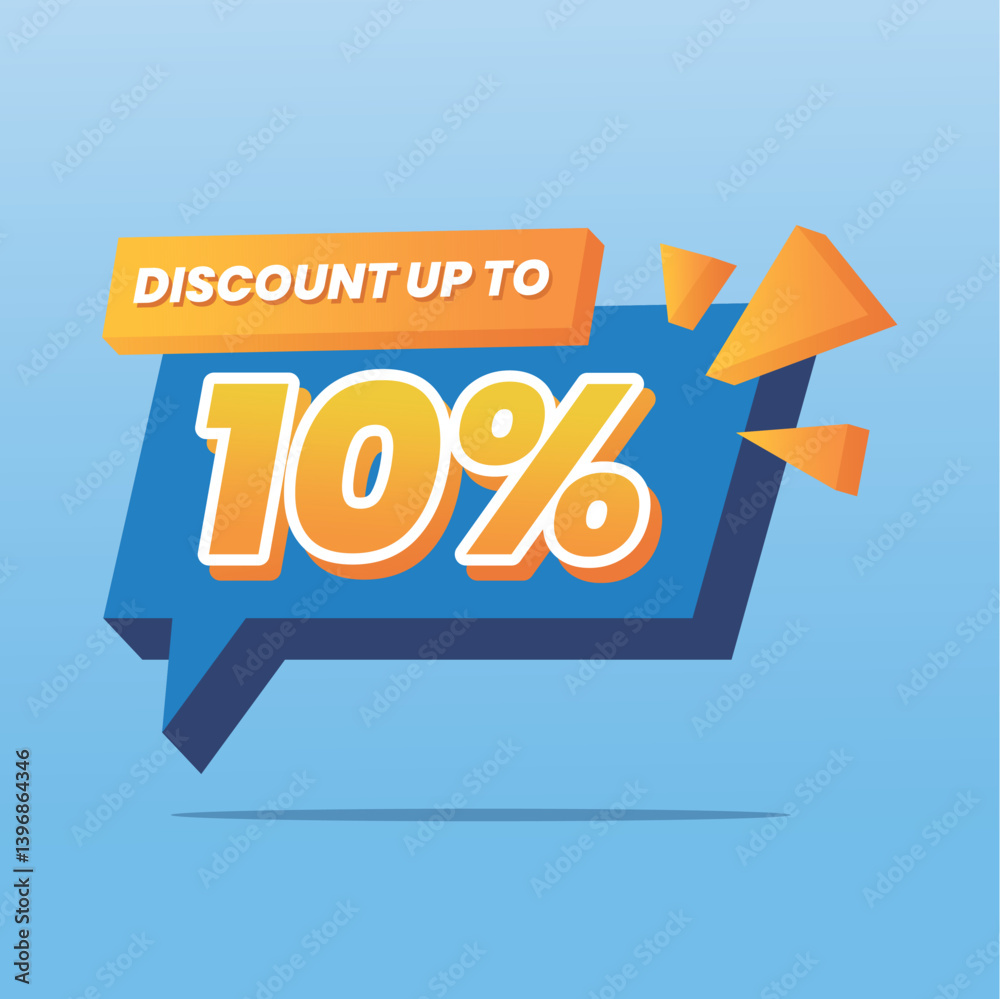 10% Offer Blue Discount Promotion Banner with 3D Effect 10% Offer Blue Discount Promotion Banner with 3D Effect