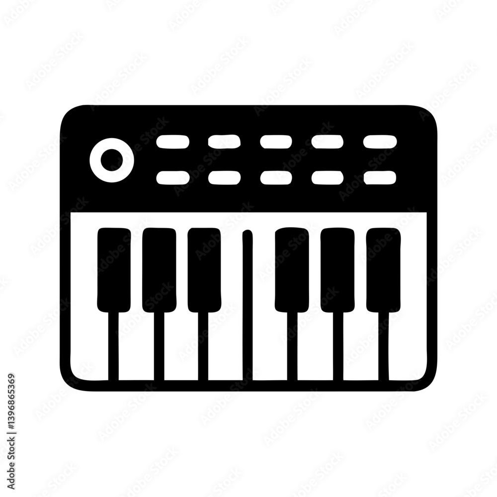 Keyboard Piano with Control Buttons Icon Design Keyboard Piano with Control Buttons Icon Design