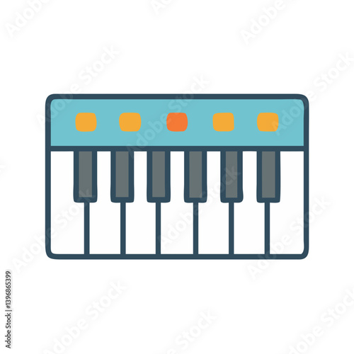 Keyboard Piano with Control Buttons Icon Design