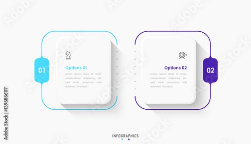 Vector Infographic label design template with icons and 2 options or steps. Can be used for process diagram, presentations, workflow layout, banner, flow chart, info graph.