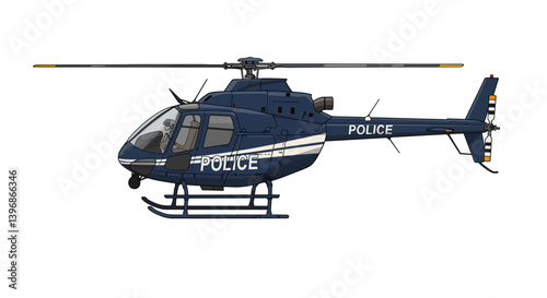 Police Helicopter Vehicle Cartoon Toy No Background Vector