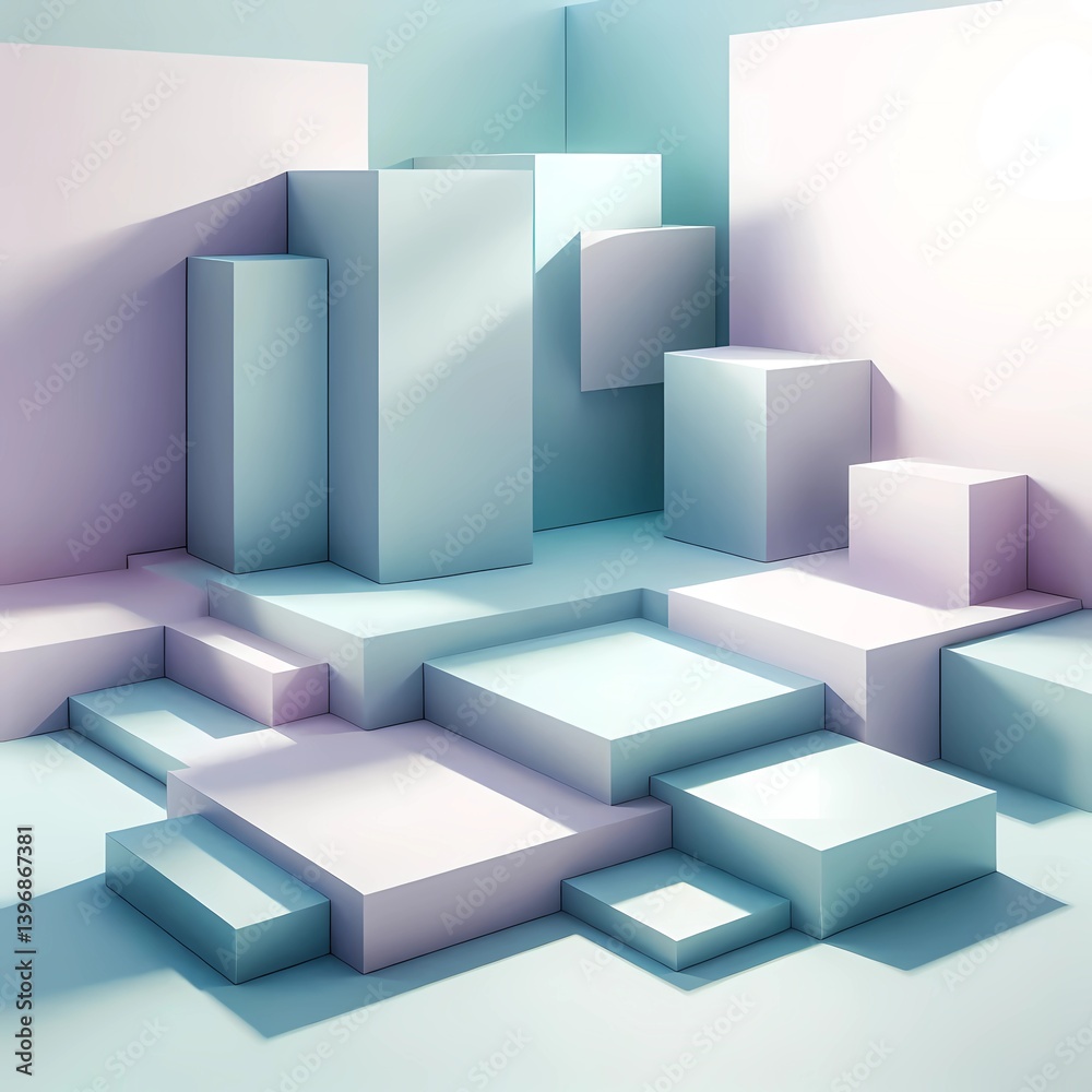Abstract futuristic elegant modern minimalist 3D rendering asymmetric geometric shape pattern background with matte concrete material light purple and cyan color Abstract futuristic elegant modern minimalist 3D rendering asymmetric geometric shape pattern background with matte concrete material light purple and cyan color