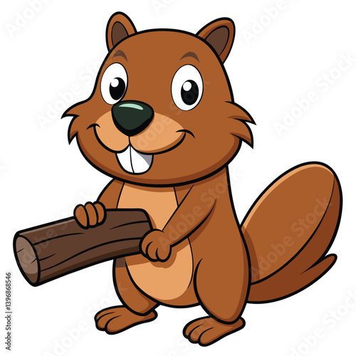 Happy beaver mascot character illustration