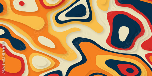 Multi layers soft colorful texture 3D papercut layers in gradient vector banner.