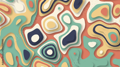 Multi layers soft colorful texture 3D papercut layers in gradient vector banner. Abstract 3d seamless pattern