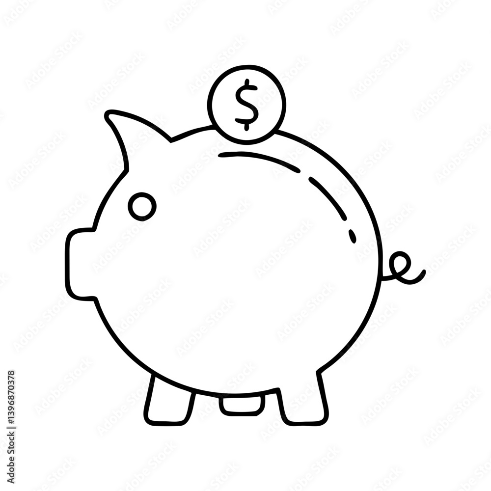 Fototapeta premium piggybank icon, piggybank line art - simple line art of piggybank, perfect for piggybank logos and icons