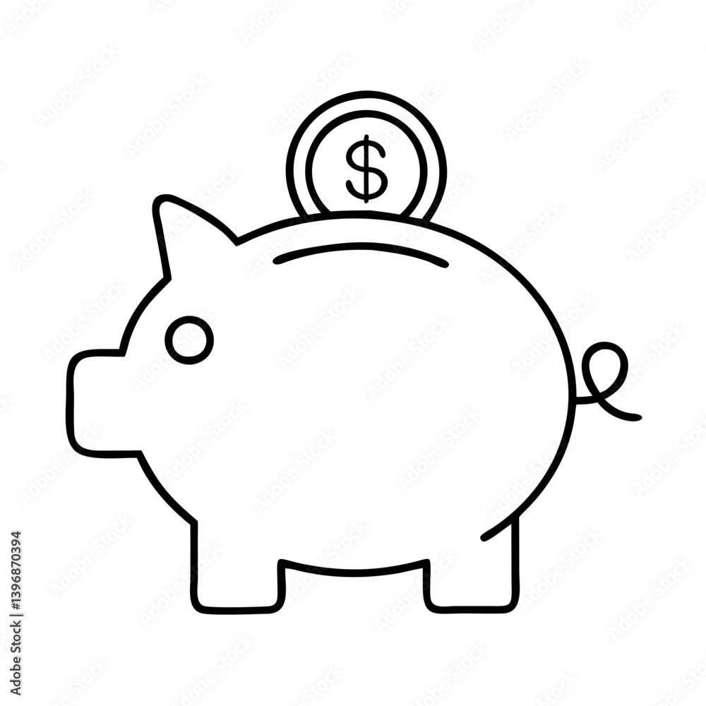 piggybank icon, piggybank line art - simple line art of piggybank, perfect for piggybank logos and icons piggybank icon, piggybank line art - simple line art of piggybank, perfect for piggybank logos and icons
