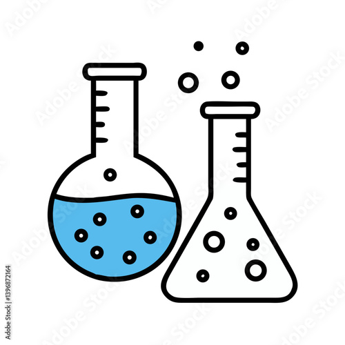 Laboratory Flasks with Bubbles Icon Design