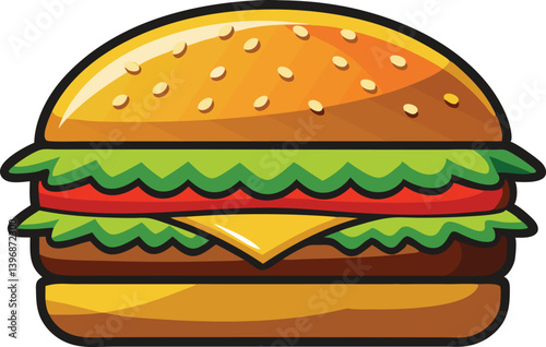 Classic fast food cheeseburger vector artwork illustration