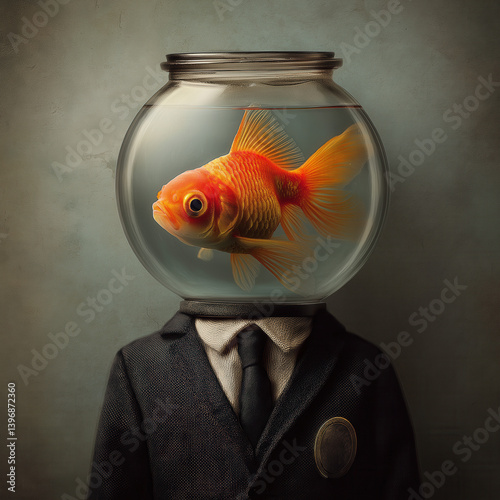 A portrait of man with a goldfish