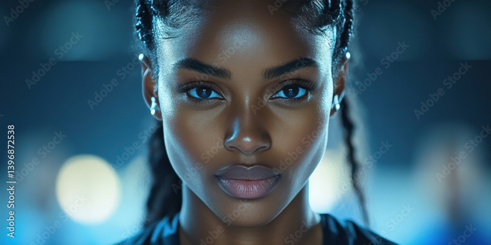 A woman with dark hair and a dark skin tone is looking at the camera