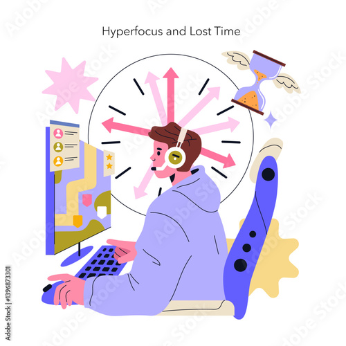 ADHD Friendly. Flat Vector Illustration