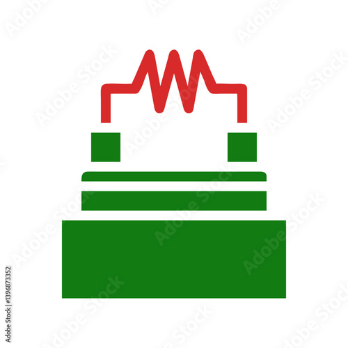 Stylized electrical component representation with vibrant red and green colors