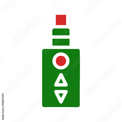 Modern, stylized illustration of a green and red vaping device symbol