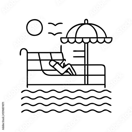 poolside icon, poolside line art - simple line art of poolside, perfect for poolside logos and icons