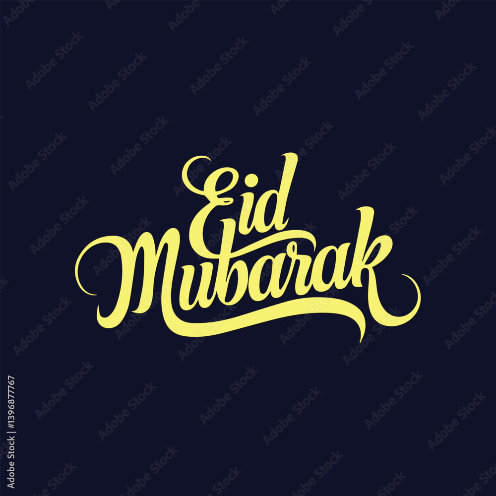Obraz premium Eid Mubarak Typography Lettering Text t-shirt Design Vector Template