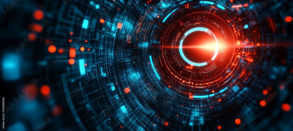 Digital virtual portal. Virtual data wireless transfer. Time speed future warp travel. Generative AI technology.
