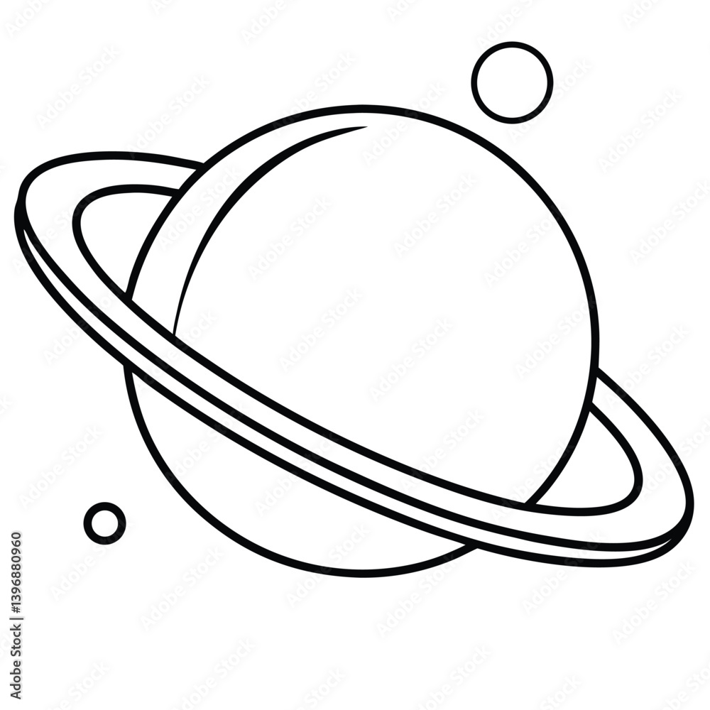 Saturn planet in the universe. Planet with rings is called saturn. Milky way in the background. 3D rendering. Isolated on white background.