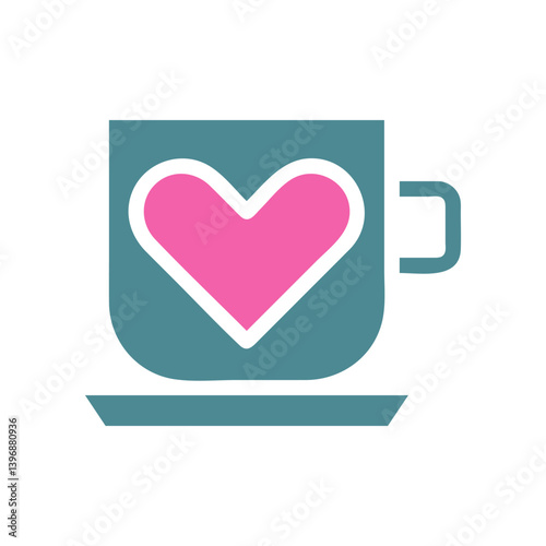 Stylized coffee cup illustration with pink heart symbolizes love and affection