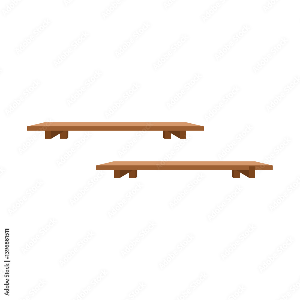 Empty wooden store shelves. Vector illustration 