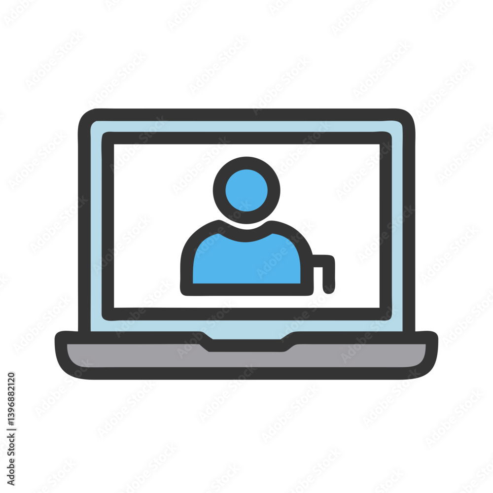 Laptop Screen with Video Call Icon Design Laptop Screen with Video Call Icon Design