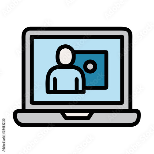 Laptop Screen with Video Call Icon Design