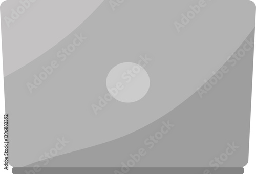 A laptop with a silver color rear view, laptop illustration