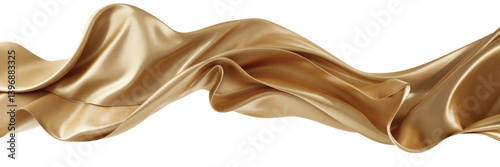 golden silk fabric wave on transparent background