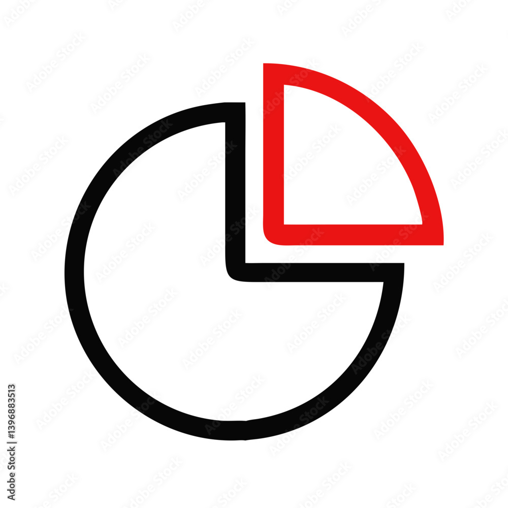 Pie Chart Icon in Minimalistic Style with Black and Red Colors Pie Chart Icon in Minimalistic Style with Black and Red Colors