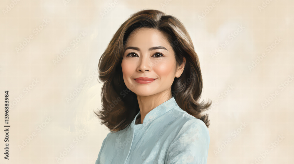 Serene Portrait: A portrait of a mature female exudes calm confidence, enhanced by soft lighting. The image captures inner peace and composed reflection. Serene Portrait: A portrait of a mature female exudes calm confidence, enhanced by soft lighting. The image captures inner peace and composed reflection.