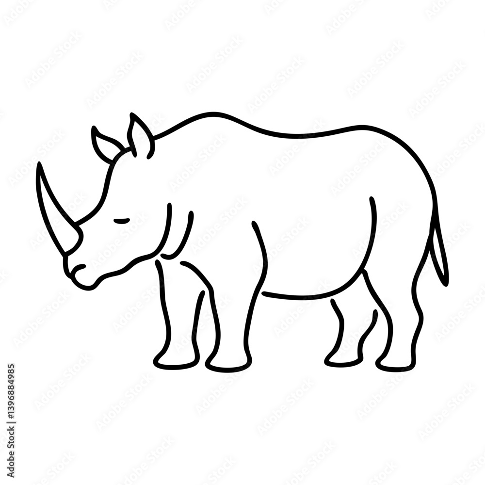 Fototapeta premium rhino icon, rhino line art - simple line art of rhino, perfect for rhino logos and icons