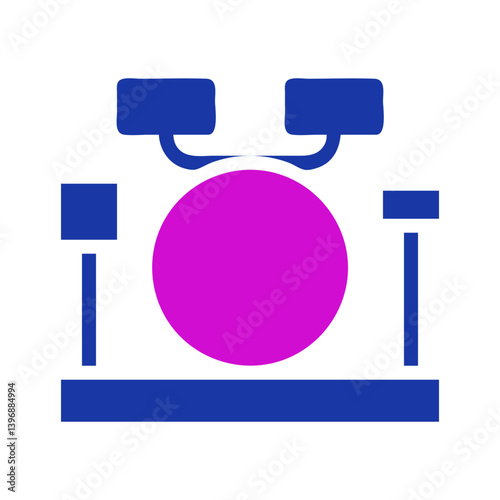 Geometric abstraction with bold chromatic contrasts suggesting a machine interface