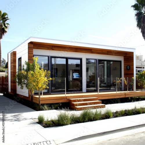 A modular prefab home showcasing sustainable materials and smart technology