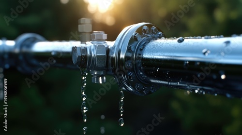 Leaking water pipe outdoors