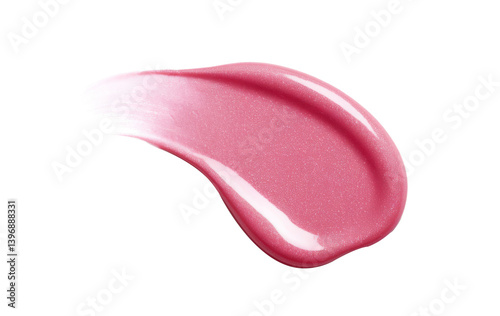 pink lip gloss smear on white background