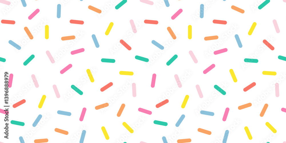 Simple Sprinkle Seamless Pattern. Colorful donut or cake glaze with sprinkle topping. Vector Illustration in scandinavian style.