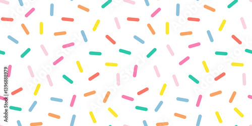 Simple Sprinkle Seamless Pattern. Colorful donut or cake glaze with sprinkle topping. Vector Illustration in scandinavian style.