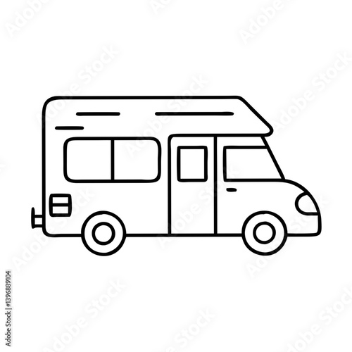 rv icon, rv line art - simple line art of rv, perfect for rv logos and icons