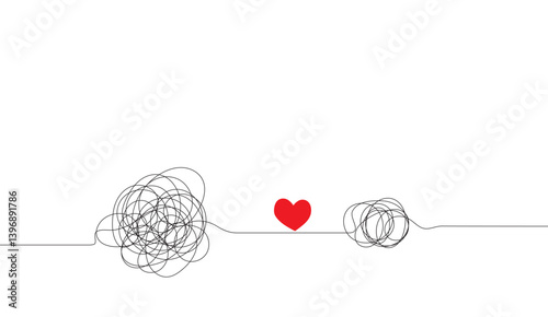 Tangled Lines of Emotion Resolved by Love: A Symbol of Complexity, Simplicity, and the Power of Affection on a Pristine White Canvas